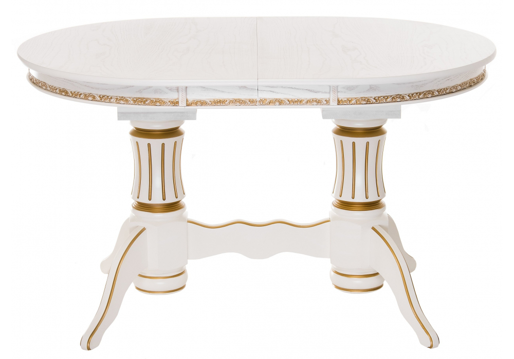 фото стол деревянный раскладной woodville герцог молочный / золотая патина 615196 | 220svet.ru