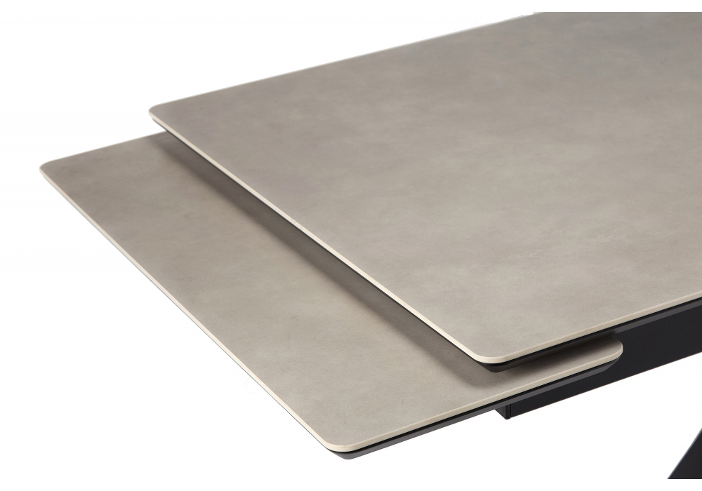 фото керамический стол раскладной woodville старлайт 140 (200) х 80 carmen light grey / черный 622893 | 220svet.ru