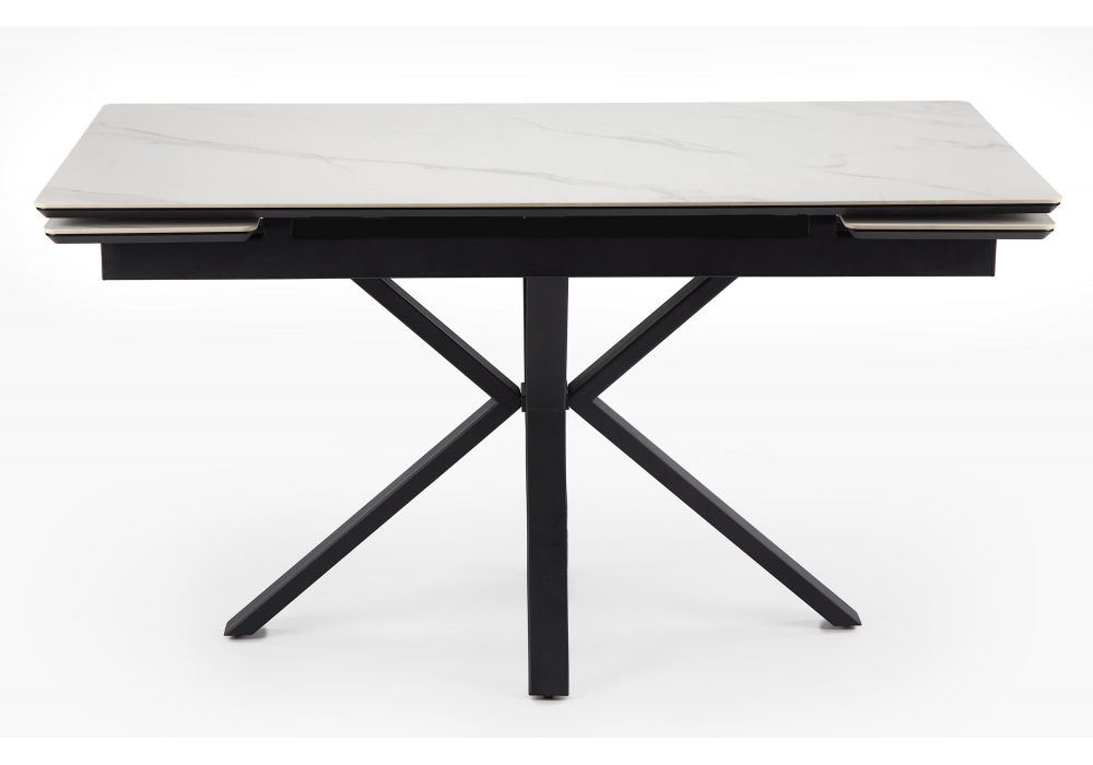 фото керамический стол раскладной 140(200)х80 woodville старлайт snow alpin white / черный 622891 | 220svet.ru