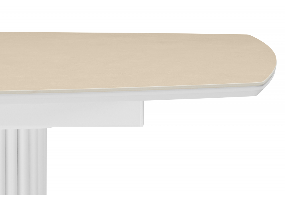 фото керамический стол 140(180)х80 раскладной woodville фестер okara light yellow / белый 664928 | 220svet.ru