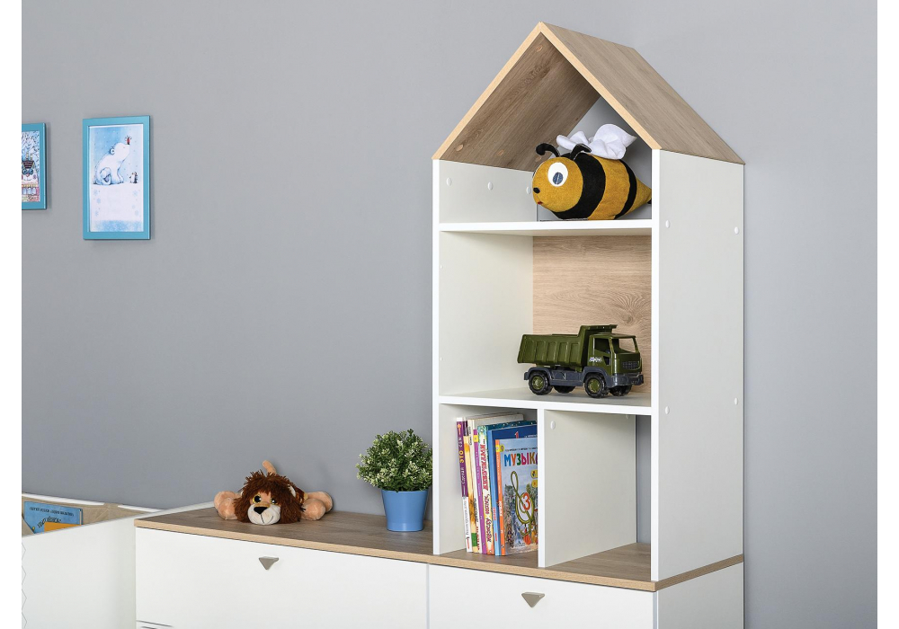 фото стеллаж woodville эльга дуб белый exclusive 518264 | 220svet.ru