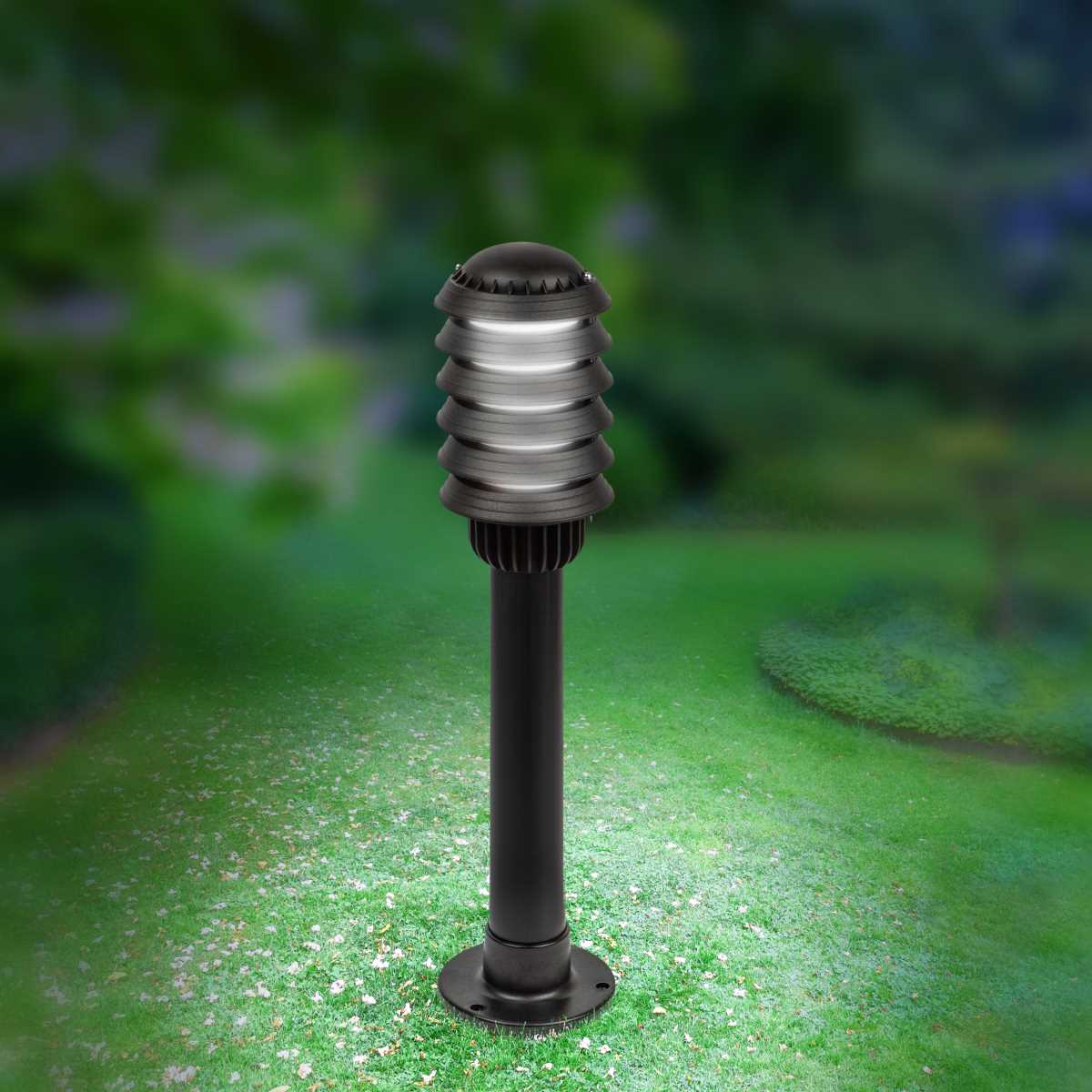 фото садово-парковый светильник эра «поллар» нту 01-60-014 напольный черный ip54 е27 max60вт h650мм б0057487 | 220svet.ru