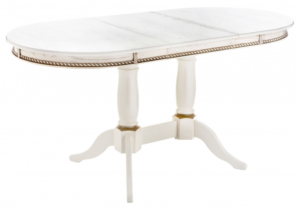 фото стол деревянный раскладной woodville кантри молочный / золотая патина 615194 | 220svet.ru