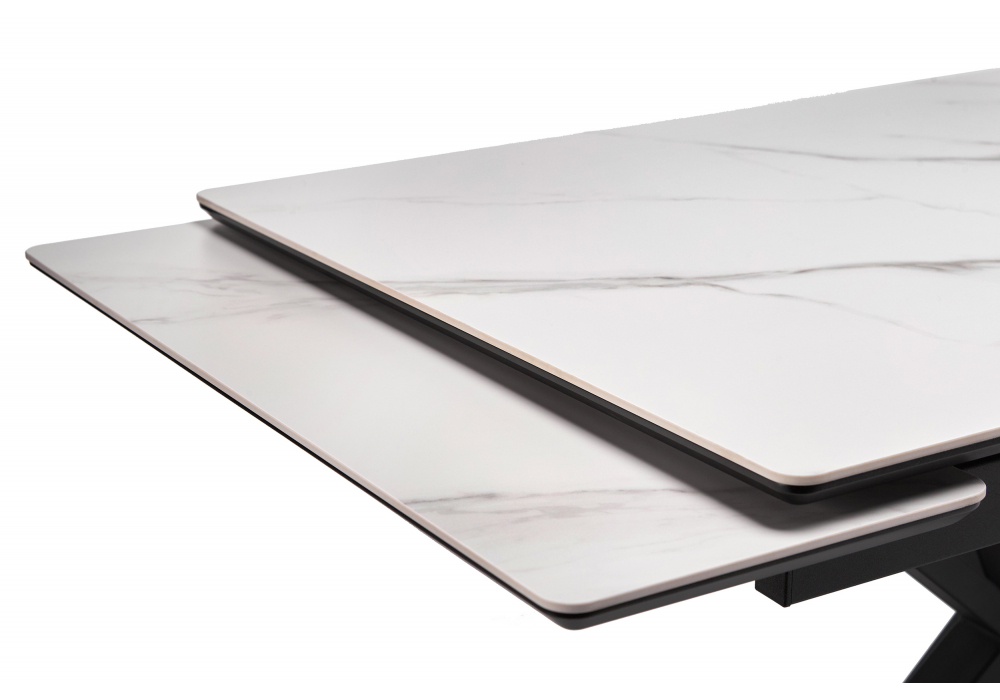 фото керамический стол раскладной 120(180)х80 woodville старлайт snow alpin / черный 622888 | 220svet.ru