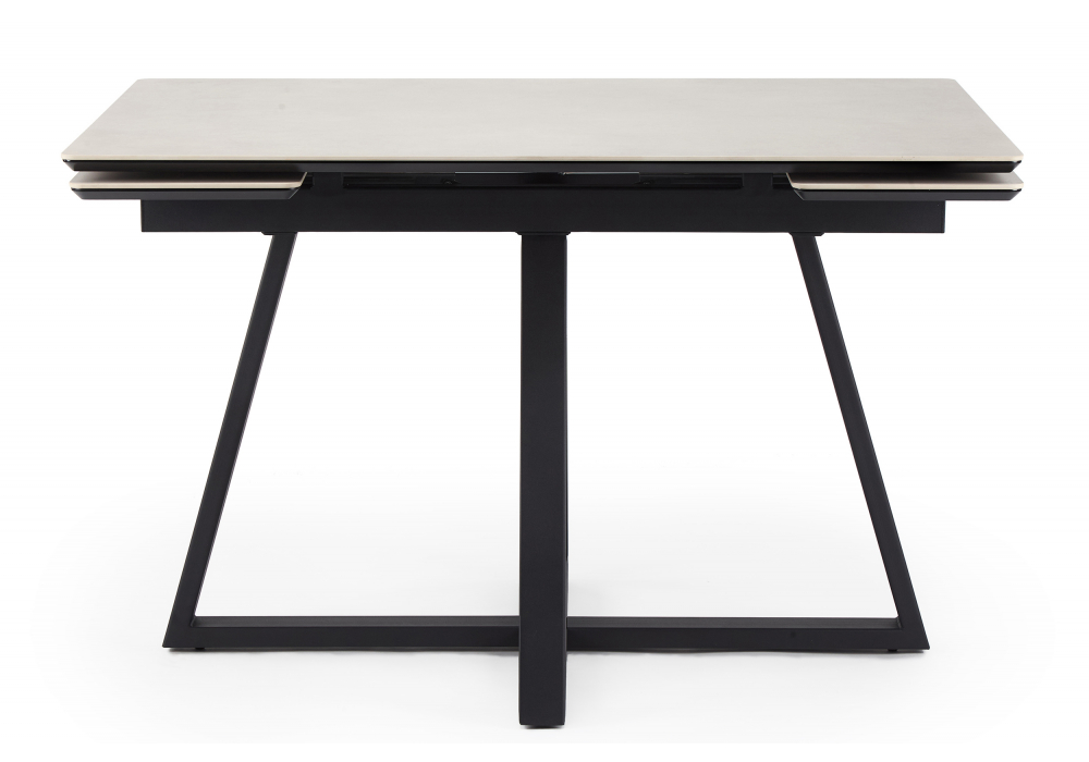фото керамический стол раскладной 140(200)х80 woodville памелла carmen light grey / черный 625824 | 220svet.ru