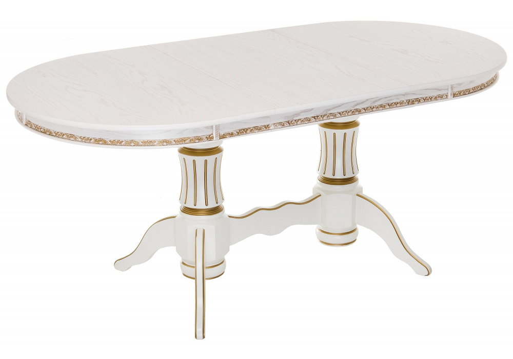 фото стол деревянный раскладной woodville герцог молочный / золотая патина 615196 | 220svet.ru