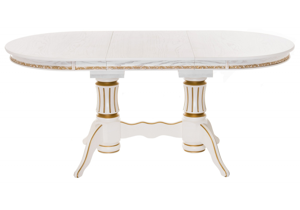 фото стол деревянный раскладной woodville герцог молочный / золотая патина 615196 | 220svet.ru