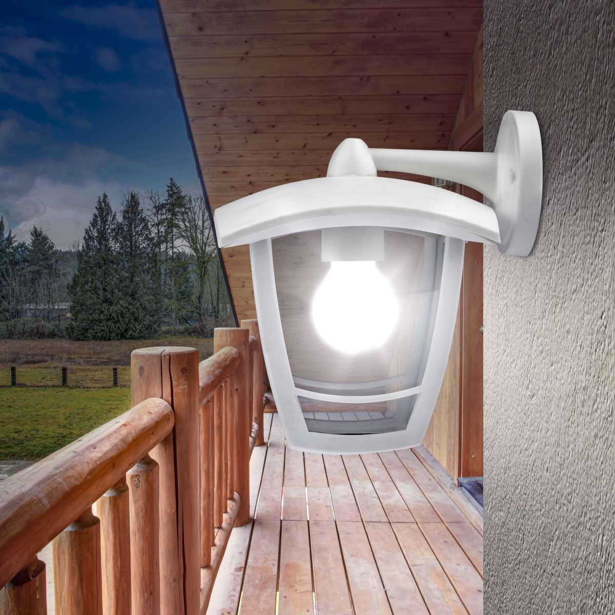 фото садово-парковый светильник эра «дели 2» нбу 07-40-002 белый 4-гранный настенный ip44 е27 max60вт б0051196 | 220svet.ru