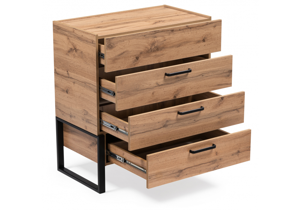 фото комод woodville iris металл дуб вотан / черный муар 406521 | 220svet.ru