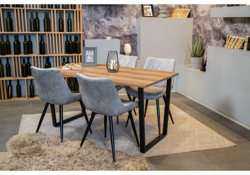 фото стол деревянный woodville лота лофт 140 25 мм дуб вотан / матовый черный 489611 | 220svet.ru