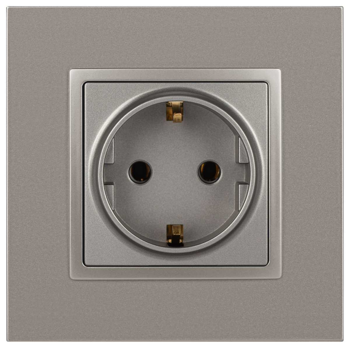 фото розетка эра elegance 14-2101-16 с заземлением 2p+e schuko 16а-250в титан б0065802 | 220svet.ru