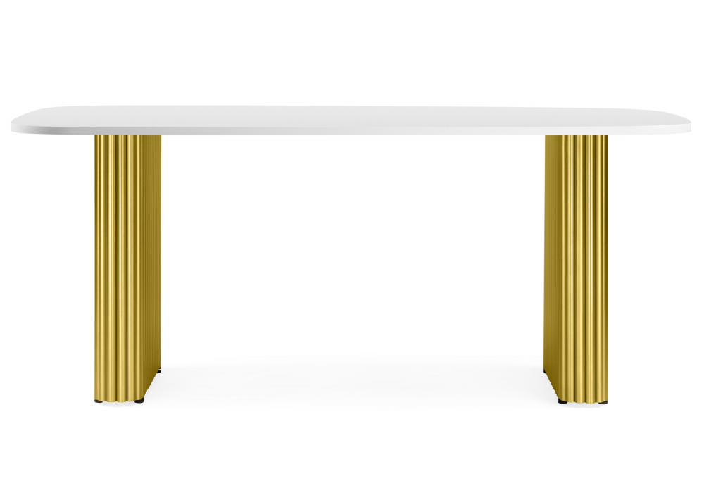 фото стол деревянный 160х90 woodville бавария b белая пленка шагрень / золото 620429 | 220svet.ru