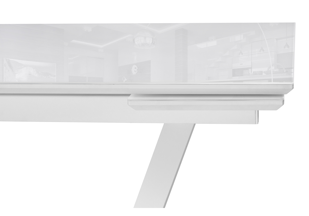 фото стол стеклянный woodville конор 140(200)х80х73 ультра белый / белый 517338 | 220svet.ru