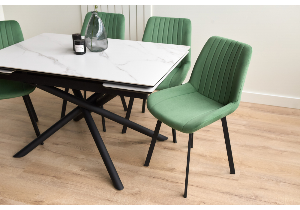 фото керамический стол раскладной 120(180)х80 woodville мэриан snow alpin white / черный 625715 | 220svet.ru