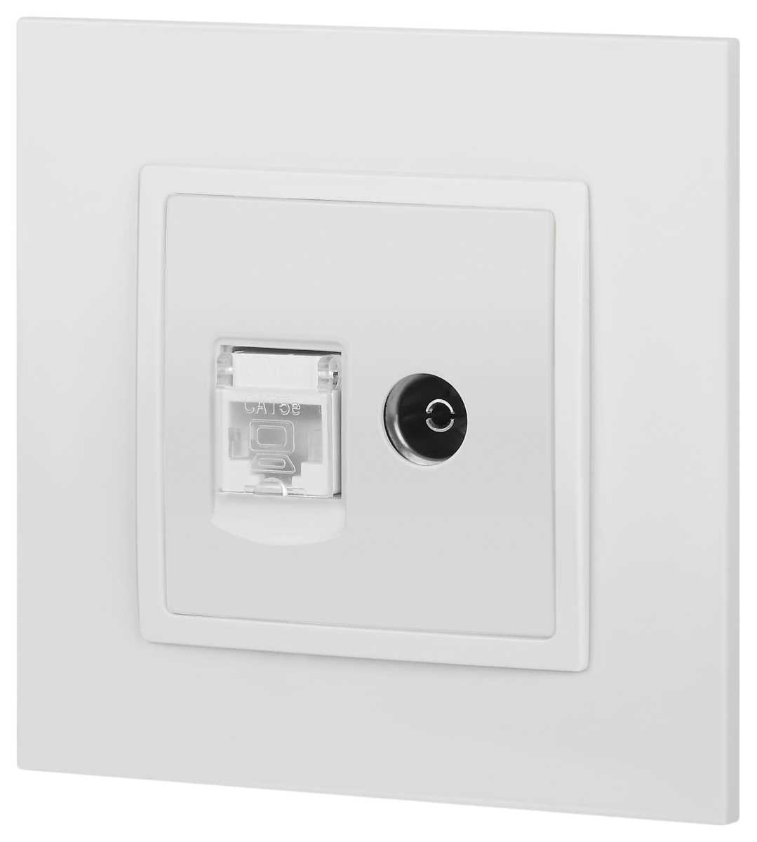 фото розетка эра elegance 14-3110-01м rj45+tv, белый матовый б0065767 | 220svet.ru