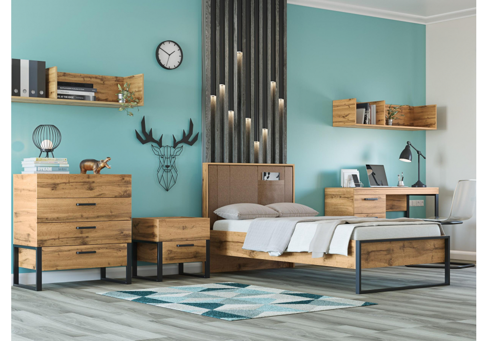 фото комод woodville iris металл дуб вотан / черный муар 406521 | 220svet.ru