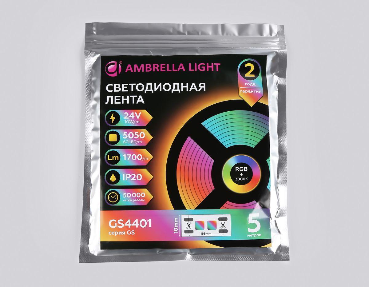 фото светодиодная лента ambrella light 10w/m 60led/m 5050smd rgbw+теплый белый 5m gs4401 | 220svet.ru