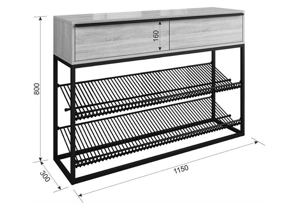 фото обувница woodville крафт 2 черный муар 454691 | 220svet.ru