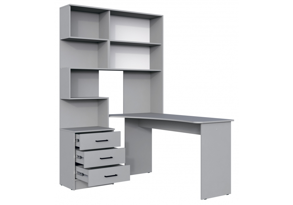 фото компьютерный стол правый woodville эльброни шиншилла серая 664909 | 220svet.ru