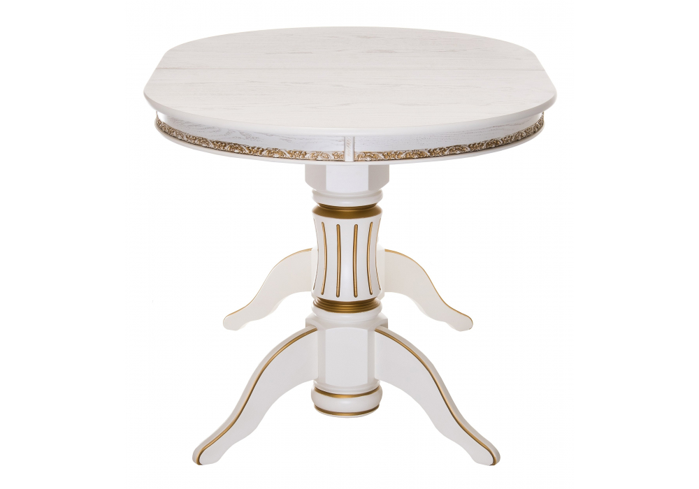 фото стол деревянный раскладной woodville герцог молочный / золотая патина 615196 | 220svet.ru