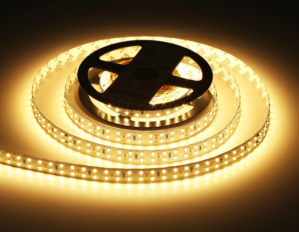 фото светодиодная лента теплый белый ambrella light 20w/m 204led/m 2835smd 3000к 5m gs3601 | 220svet.ru