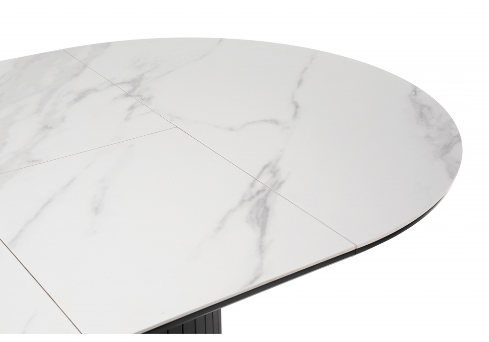 фото керамический стол раскладной woodville лорен 100(140) snow white / черный 664691 | 220svet.ru