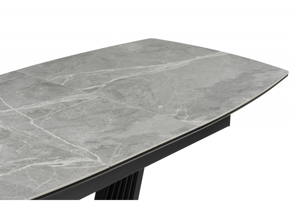 фото керамический стол раскладной 140(180)х80 woodville вейл larka grey / черный 625961 | 220svet.ru