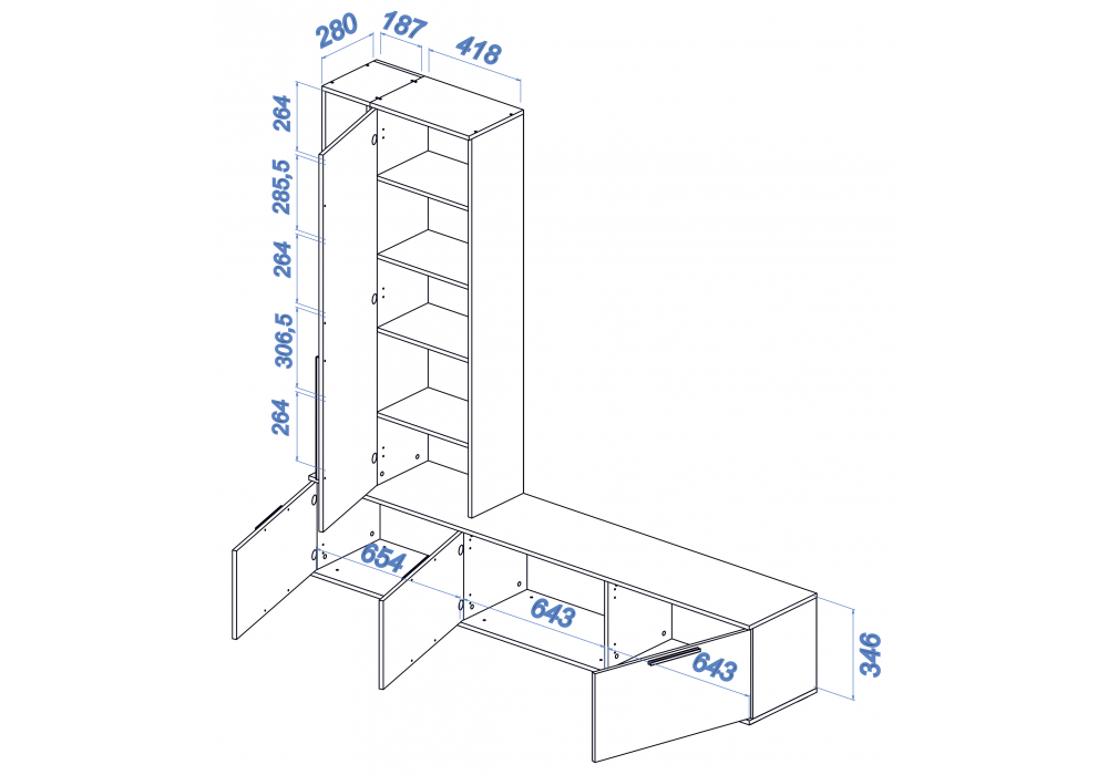 фото тв-тумба woodville филеста графит / дуб вотан 664893 | 220svet.ru