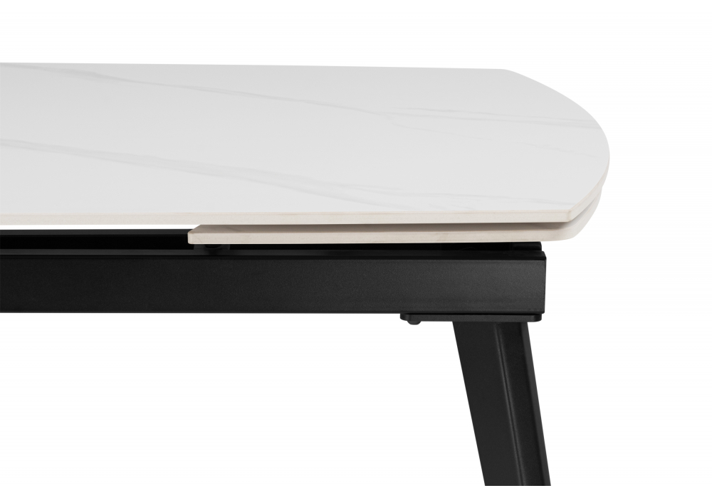 фото керамический стол раздвижной woodville aveiro 120(180)x80 белый мрамор / черный 15861 | 220svet.ru