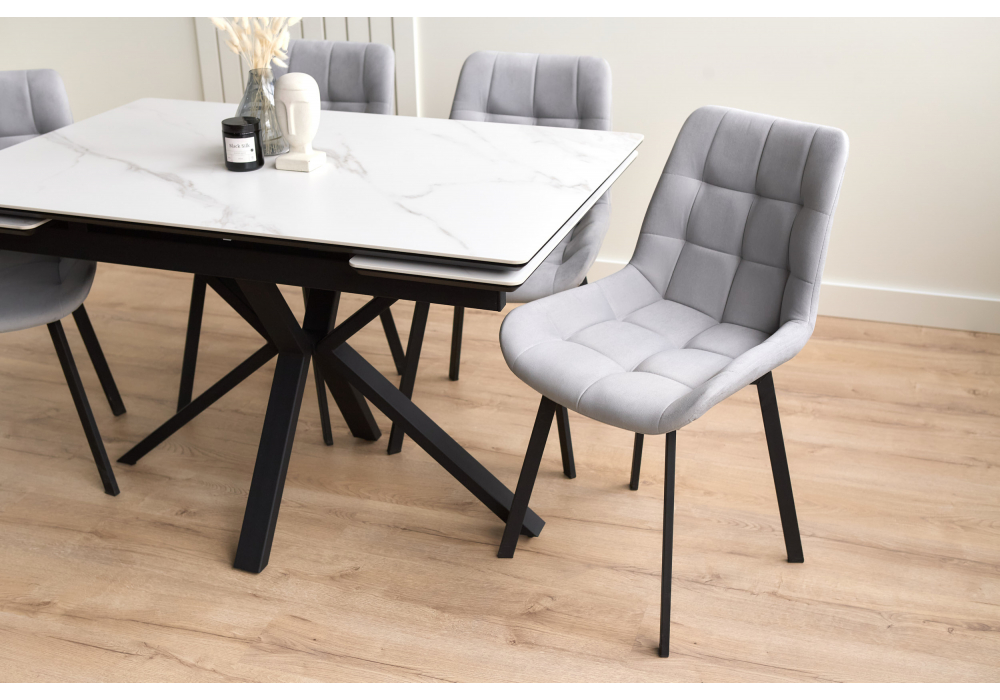 фото керамический стол раскладной 120(180)х80 woodville старлайт snow alpin / черный 622888 | 220svet.ru