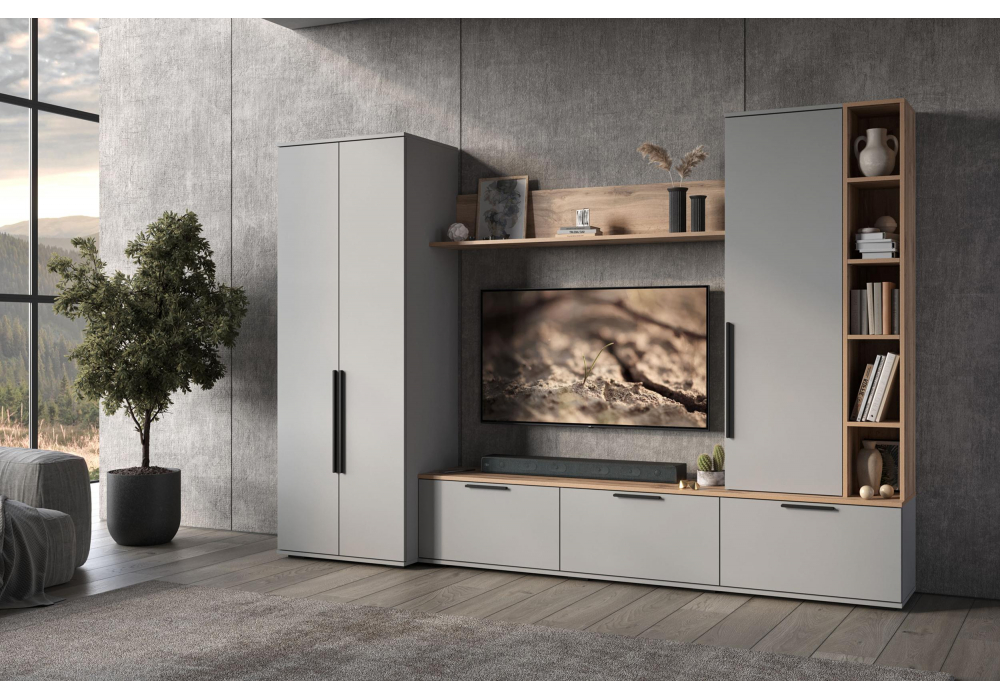 фото тв-тумба woodville филеста шиншилла серая / дуб вотан 664896 | 220svet.ru