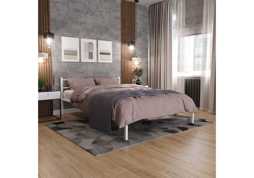 фото кровать полутораспальная  woodville фади 140х200 белая 491587 | 220svet.ru