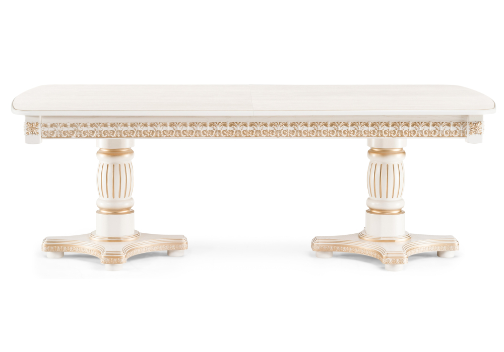 фото стол деревянный woodville морнит слоновая кость / золото 575482 | 220svet.ru