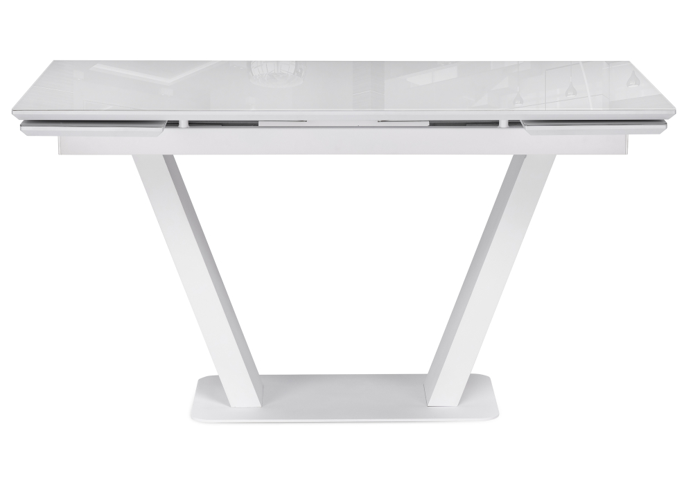 фото стол стеклянный woodville конор 140(200)х80х73 ультра белый / белый 517338 | 220svet.ru