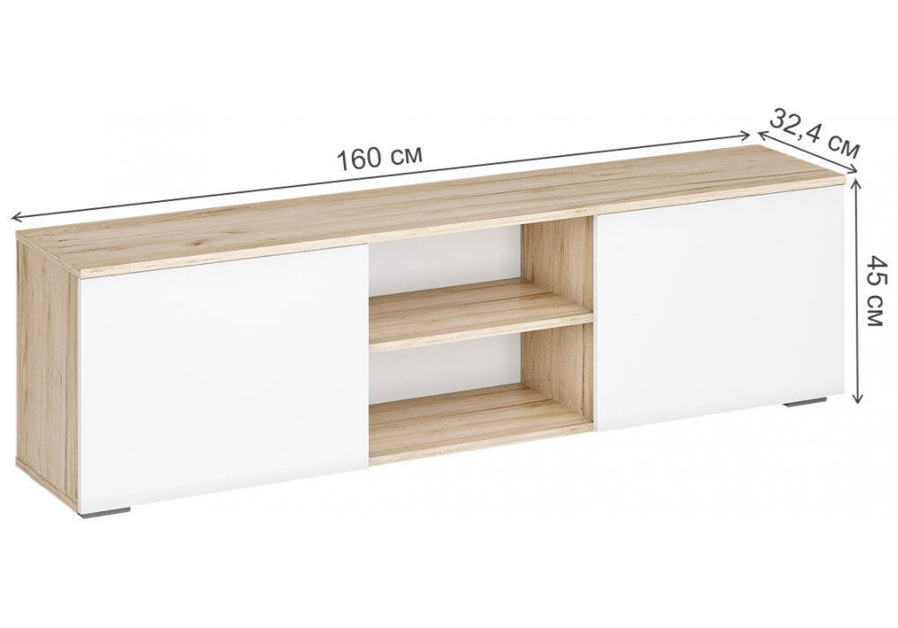 фото гостиная комплектация 2 woodville алетра дуб крафт серый / глянец белый 580878 | 220svet.ru