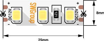 фото лента swg 12w/m 120led/m 2835smd дневной белый 5m swg2120-12-12-nw-м 009236 | 220svet.ru