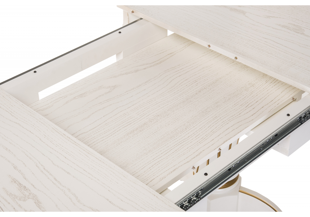 фото стол деревянный раскладной woodville герцог молочный / золотая патина 615196 | 220svet.ru