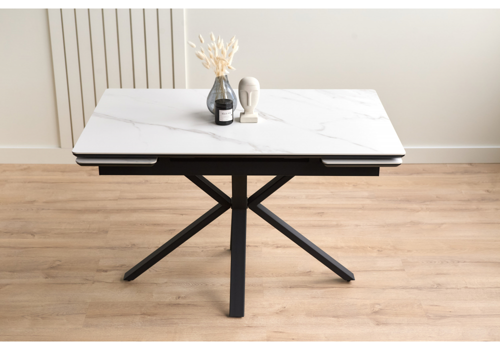 фото керамический стол раскладной 120(180)х80 woodville старлайт snow alpin / черный 622888 | 220svet.ru