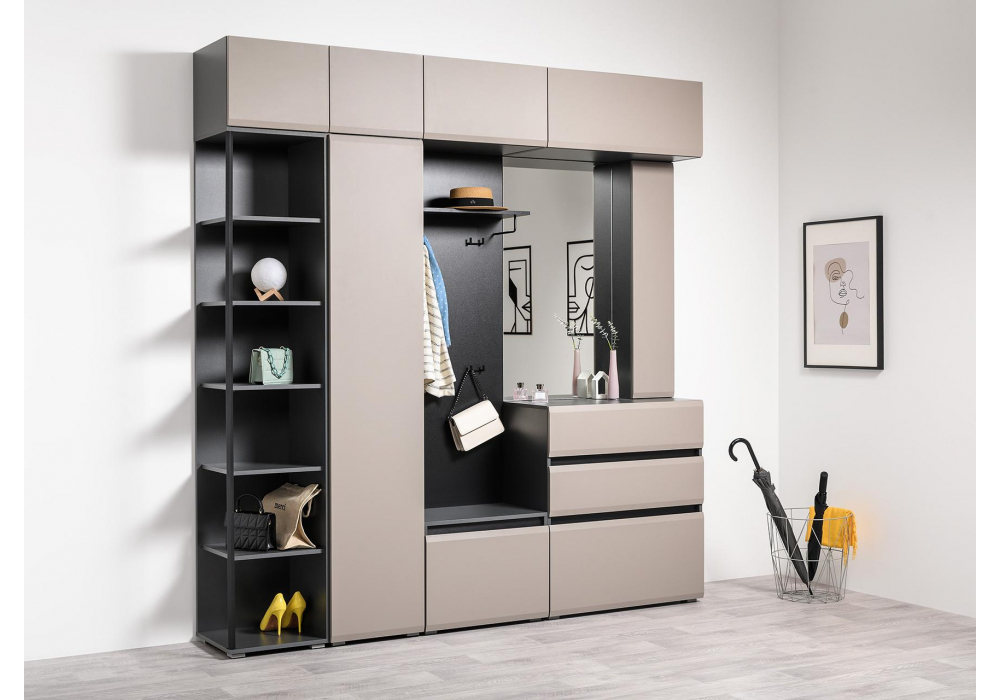 фото стеллаж woodville сейдиль 16.425 антрацит / веллюто капучино 600779 | 220svet.ru