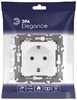 Миниатюра фото розетка эра elegance 14-2102-01м с заземлением 2p+e schuko со шторками 16а-250в белый матовый б0065804 | 220svet.ru