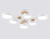 Миниатюра фото потолочная светодиодная люстра на штанге ambrella light linetech fl fl4861/6 wh/wd | 220svet.ru